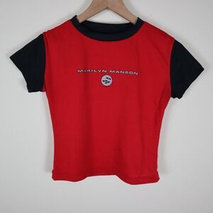 Vintage 1998 Marilyn Manson Mechanical Animals Tour Crop Top Shirt Small 16x18